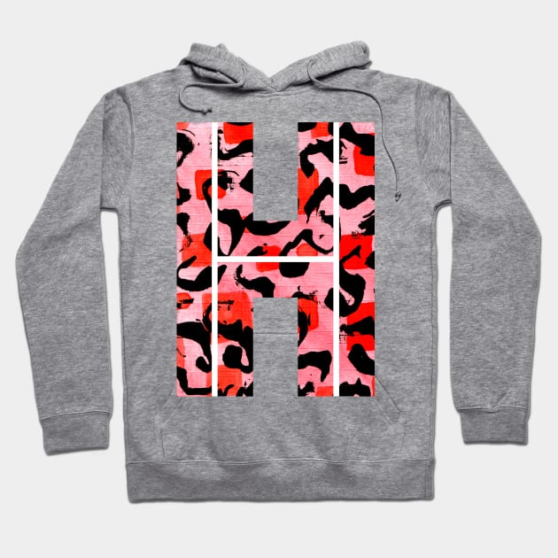 Abstract Letter H Watercolour Leopard Print Alphabet Red Hoodie by Squeeb Creative